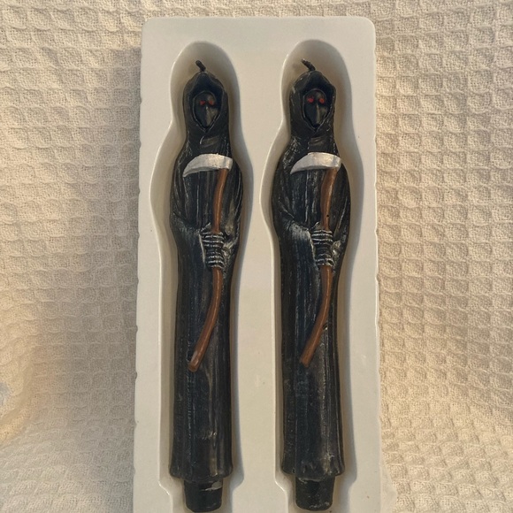 Vintage Robert Alan Candle Company 10” Grim Reaper Sculptured Taper Candles NOS - Picture 2 of 11